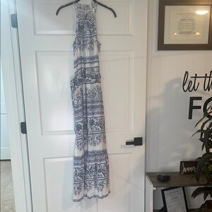 LOFT Blue and White Maxi Dress